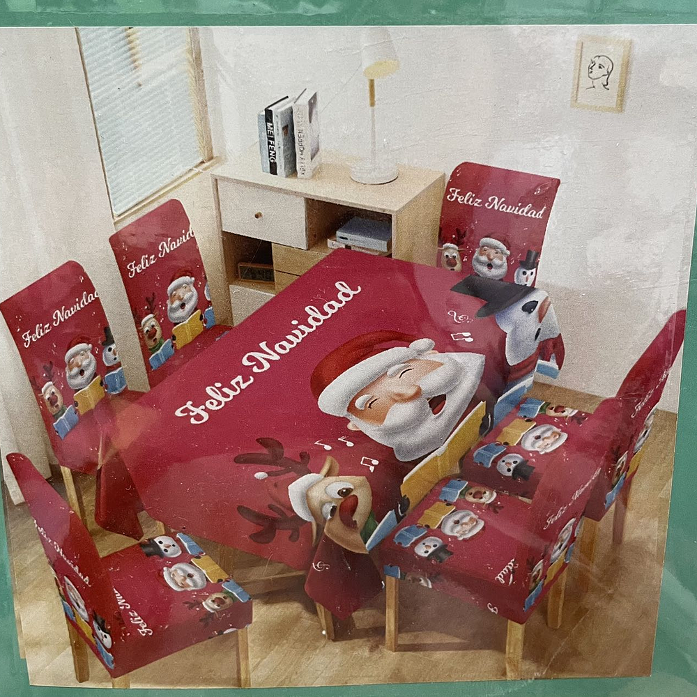 Juego de navidad  1 Mantel + 6 funda de silla 