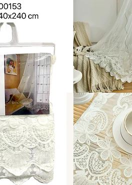  Visillo bordao con flor 2 pack ( desde 2 pares)