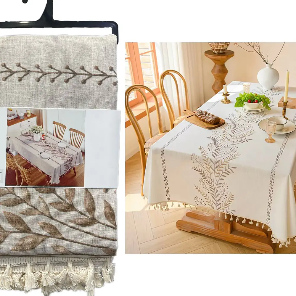Mntel lino con flecos 140x220 cm