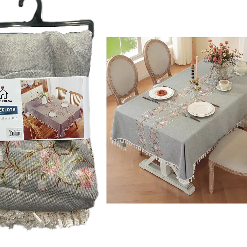 Mntel lino con flecos 140x220 cm