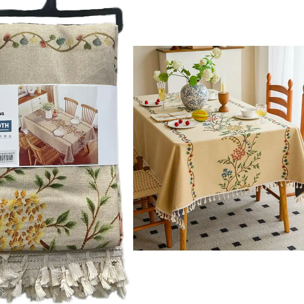 Mntel lino con flecos 140x220 cm
