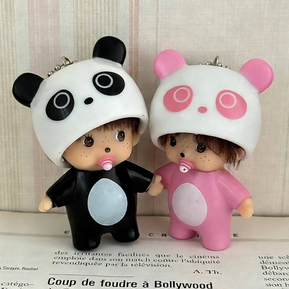 Nuevo estilo de llavero Monchhichi, llavero de Hello Kitty Monchhichi, lindos llaveros Monchi Kitty para bolsos, regalo para el Día del Niño, 몬치치 키링 1