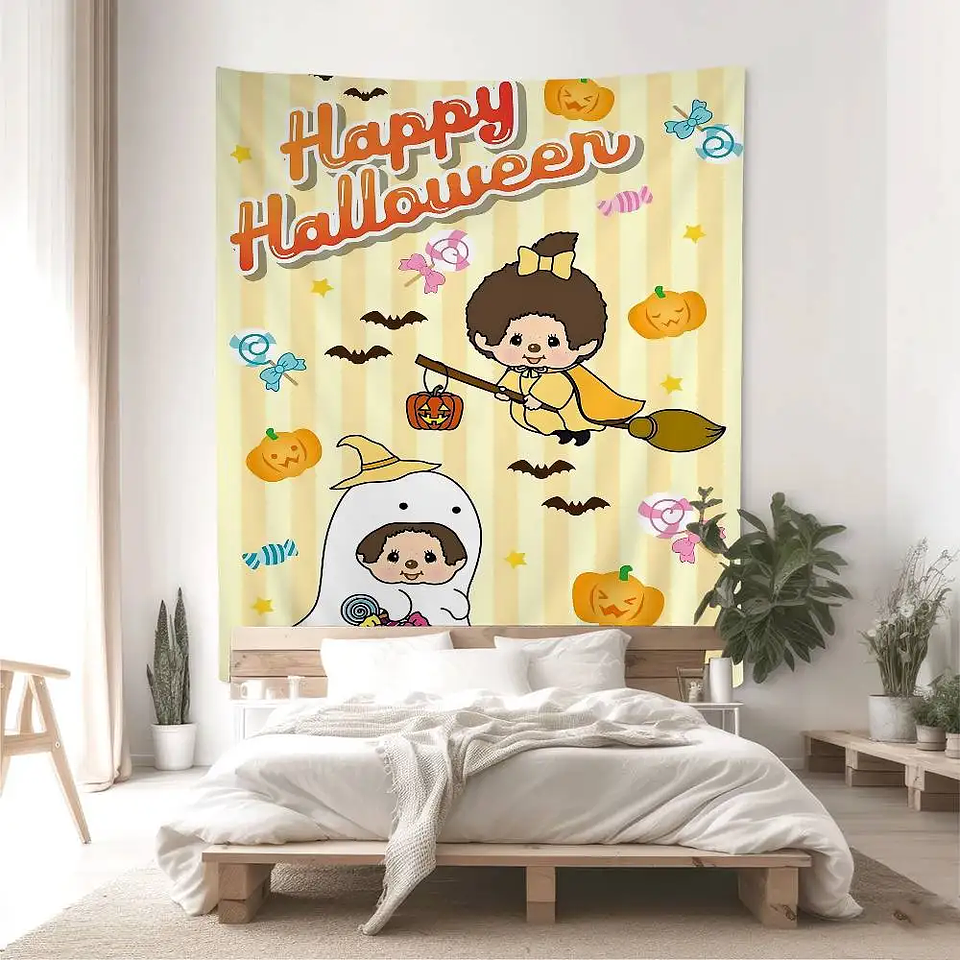 Lindo m-monchhichis-s tapiz colorido colgante de pared Tarot Hippie alfombras de pared dormitorio decoración del hogar 1