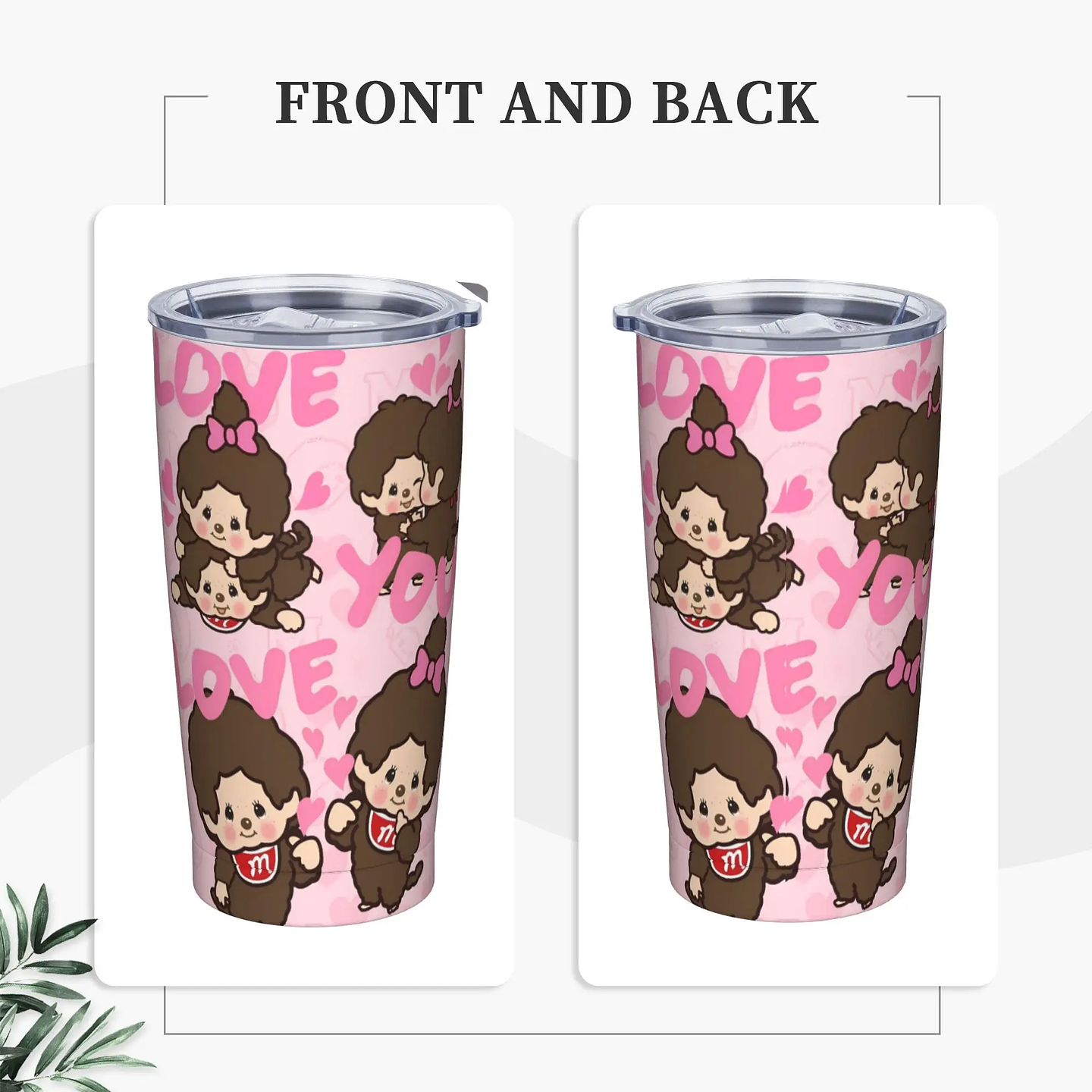 Lindo Monchichis Chimutan vaso de acero inoxidable taza de café para acampar con pajitas y tapa tazas de coche de 20oz botella de agua para bebidas frías 1