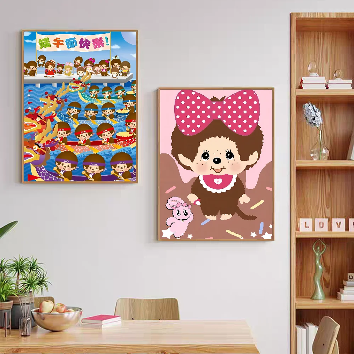 Póster adhesivo de dibujos animados m-monchhichis DIY, de lujo para pared pegatina de sala de estar, decoración de Bar, decoración de pared 3