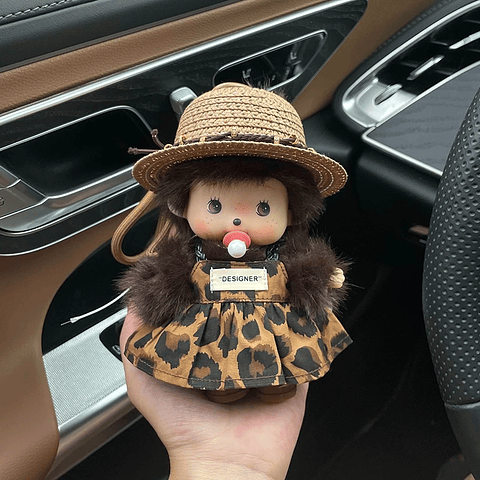 Meng Qiqi-mochila de muñeco de peluche con cara de vinilo, accesorios de widget, adornos para coche, juguete suave Kawaii, decoración, regalo sorpresa, 15cm