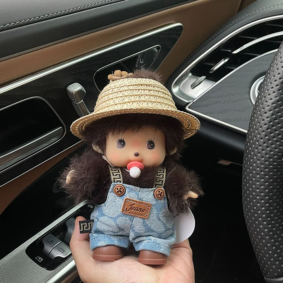 Meng Qiqi-mochila de muñeco de peluche con cara de vinilo, accesorios de widget, adornos para coche, juguete suave Kawaii, decoración, regalo sorpresa, 15cm 1