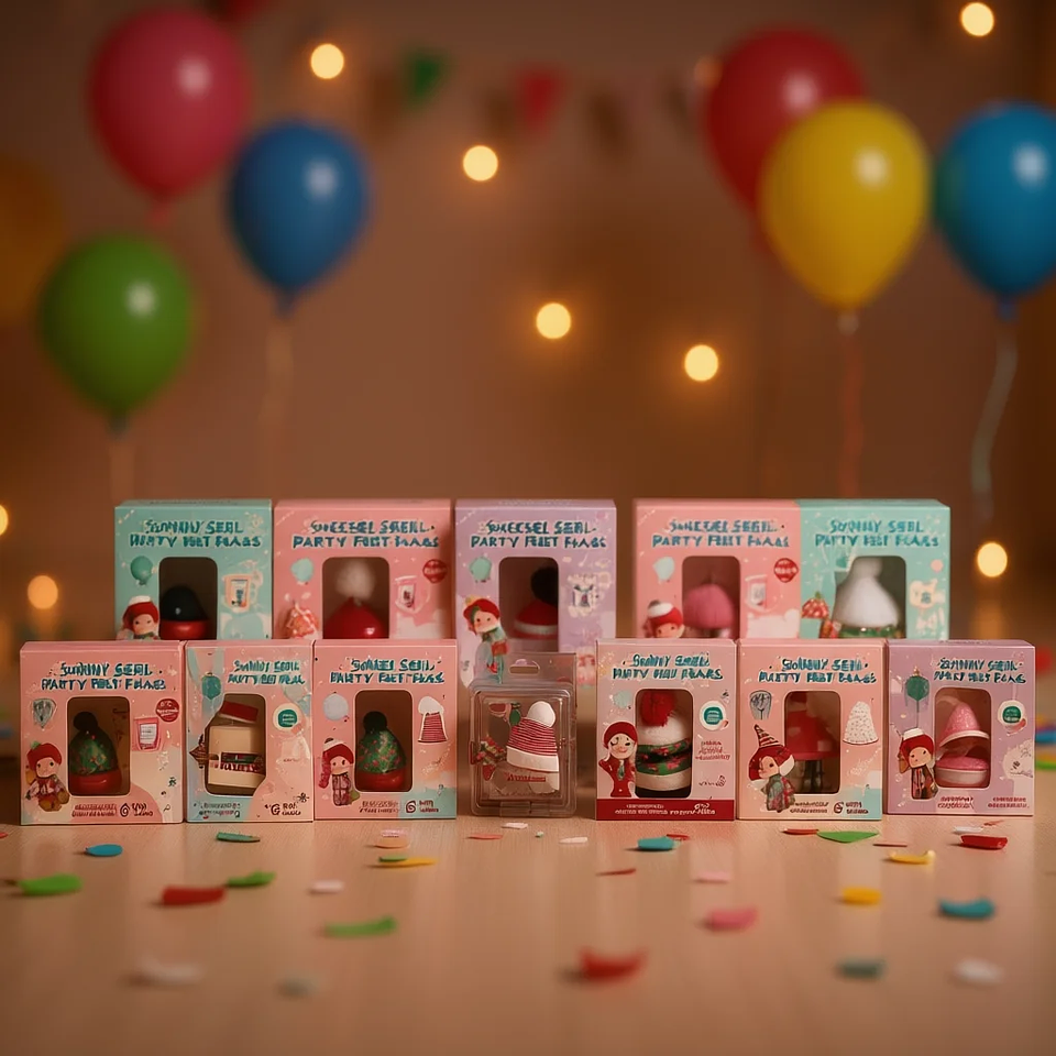 Sonny Angel Sweets Series Party Hats & Festive Caps Collectible Set of 60, Winter-Themed Character Design for Children, Unisex,  2