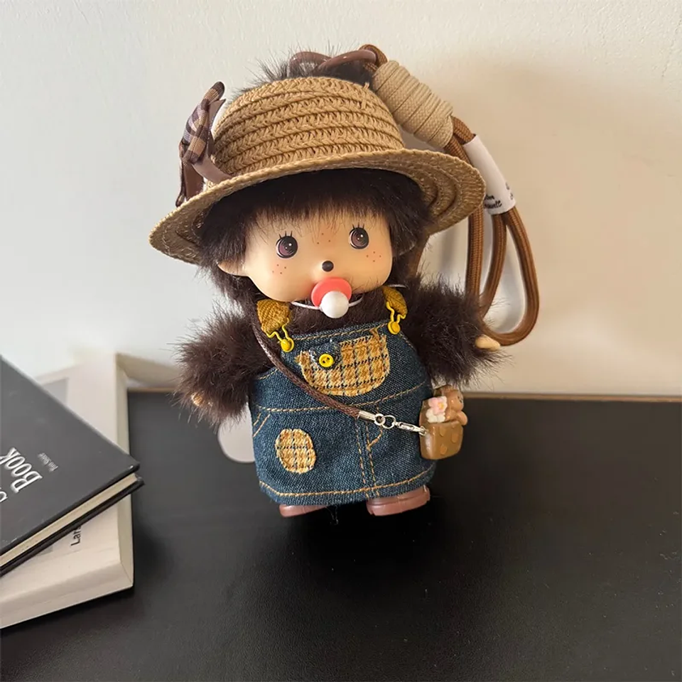 Meng Qiqi-mochila de muñeco de peluche con cara de vinilo, accesorios de widget, adornos para coche, juguete suave Kawaii, decoración, regalo sorpresa, 15cm 2