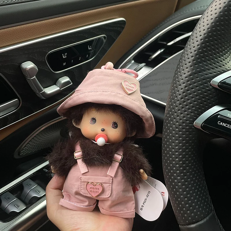 Meng Qiqi-mochila de muñeco de peluche con cara de vinilo, accesorios de widget, adornos para coche, juguete suave Kawaii, decoración, regalo sorpresa, 15cm 5