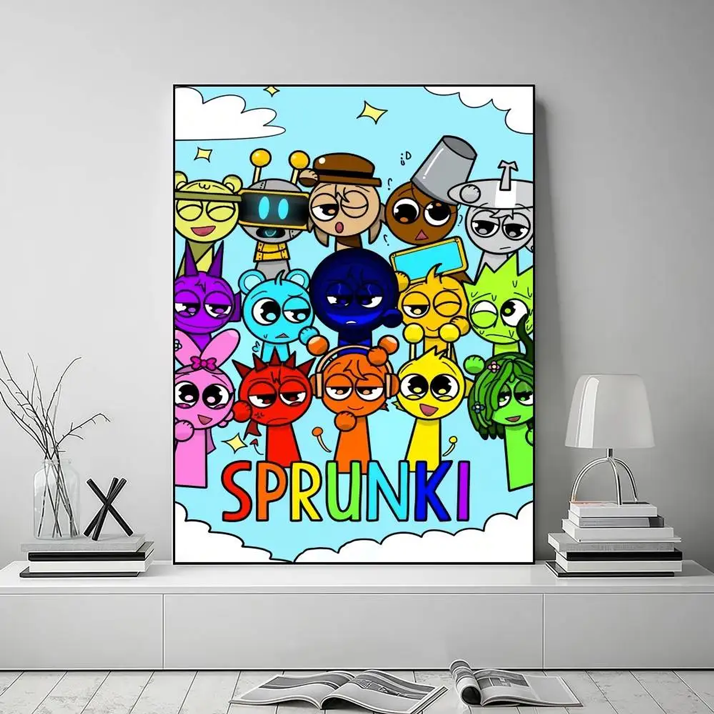 Juego de pegatinas de póster S-Sprunki, elegantes y sofisticadas, perfectas para salas de estar, dormitorios, pasillos, pubs, bistrós 4