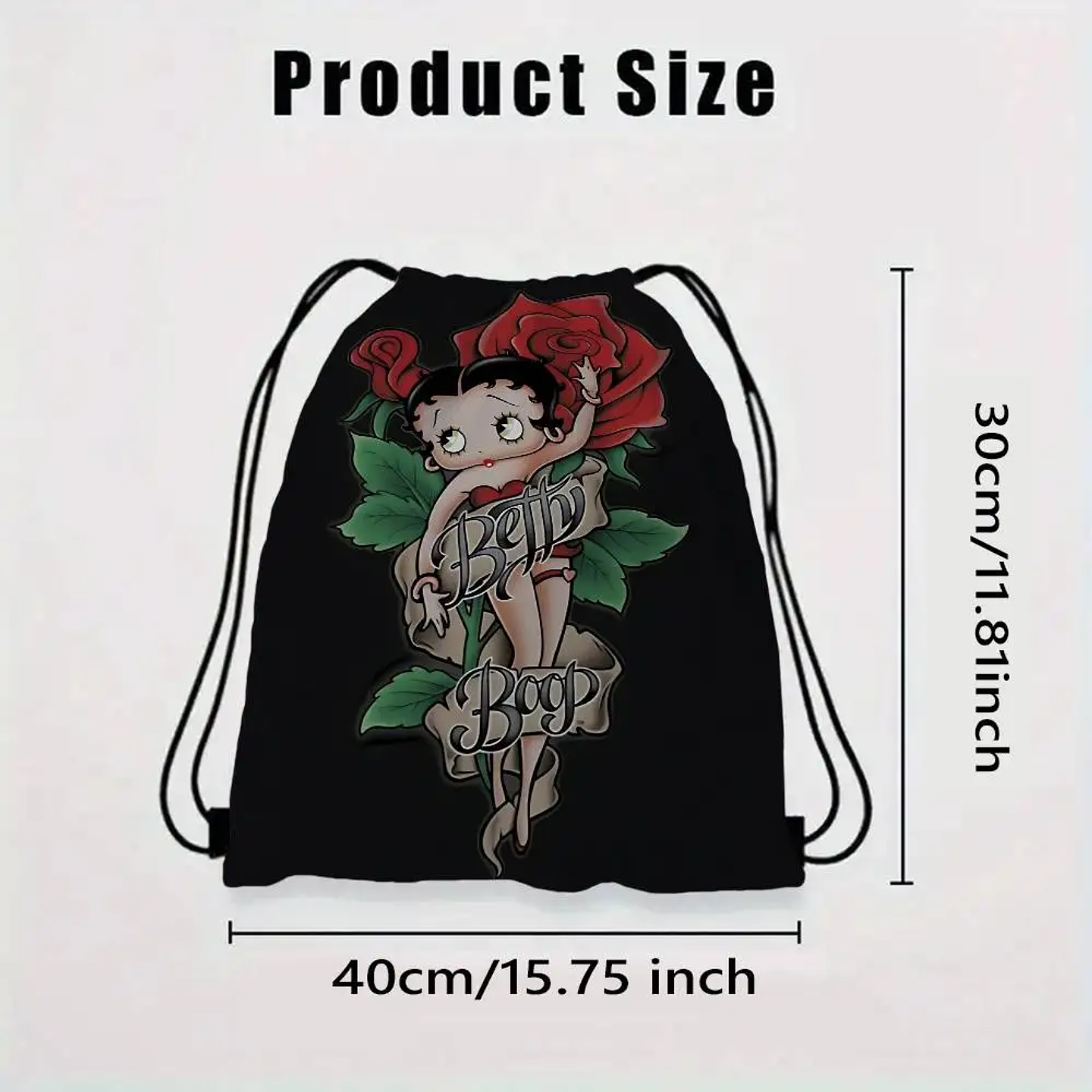 Popular bonito dibujo animado b-betty b-boop bolsas con cordón mochila deportiva mochila de gimnasio bolsa de cuerda resistente al agua para ciclismo 6