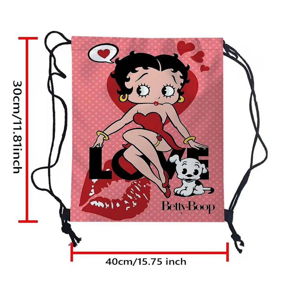 Popular bonito dibujo animado b-betty b-boop bolsas con cordón mochila deportiva mochila de gimnasio bolsa de cuerda resistente al agua para ciclismo 7