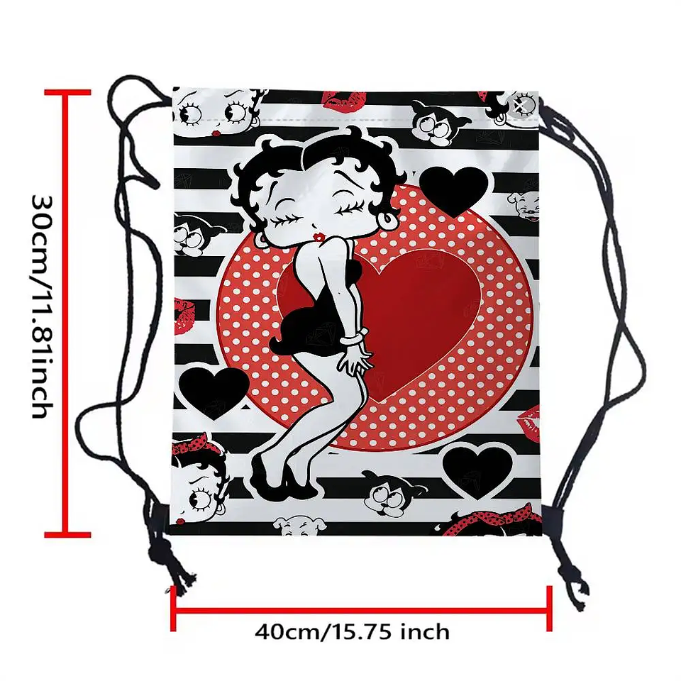 Popular bonito dibujo animado b-betty b-boop bolsas con cordón mochila deportiva mochila de gimnasio bolsa de cuerda resistente al agua para ciclismo 8