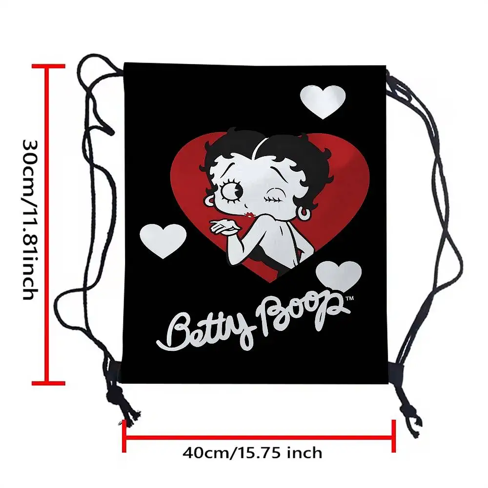 Popular bonito dibujo animado b-betty b-boop bolsas con cordón mochila deportiva mochila de gimnasio bolsa de cuerda resistente al agua para ciclismo 9
