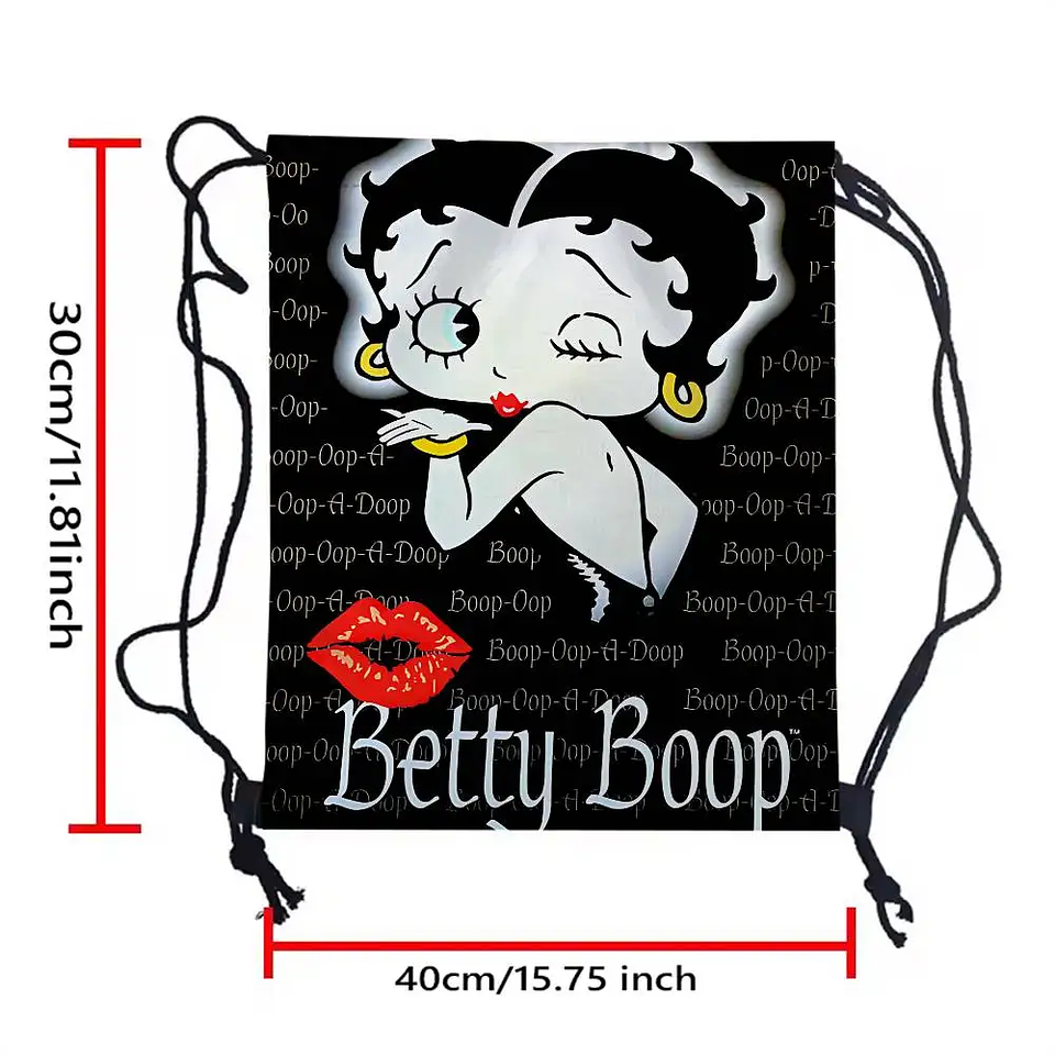 Popular bonito dibujo animado b-betty b-boop bolsas con cordón mochila deportiva mochila de gimnasio bolsa de cuerda resistente al agua para ciclismo 10