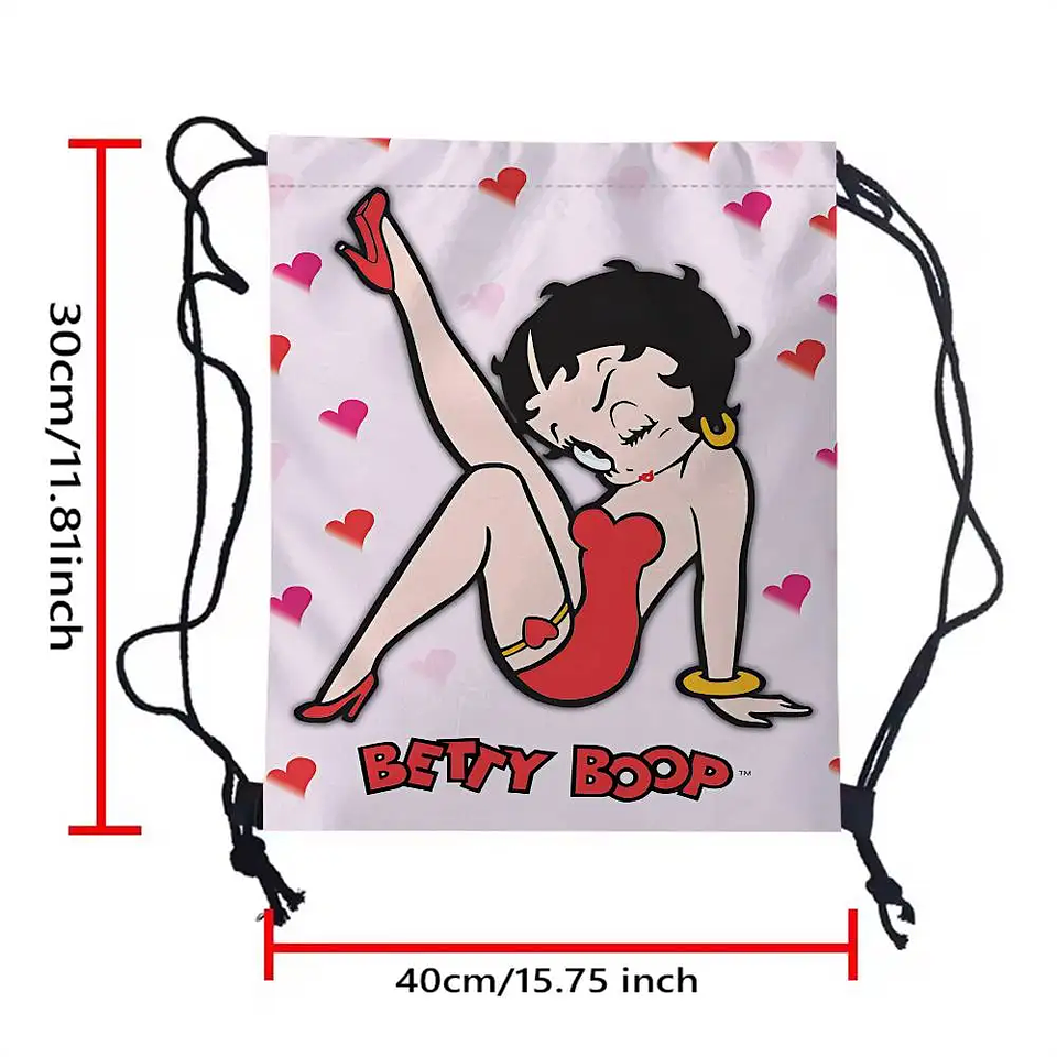 Popular bonito dibujo animado b-betty b-boop bolsas con cordón mochila deportiva mochila de gimnasio bolsa de cuerda resistente al agua para ciclismo 12