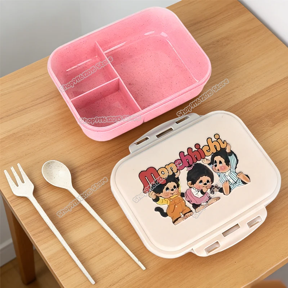 Lonchera Escolar Monchhichi con Diseño de Mono de Dibujos Animados, Lonchera Bento para Niños, Contenedor Portátil para Alimentos y Frutas con Compartimentos Separados 8