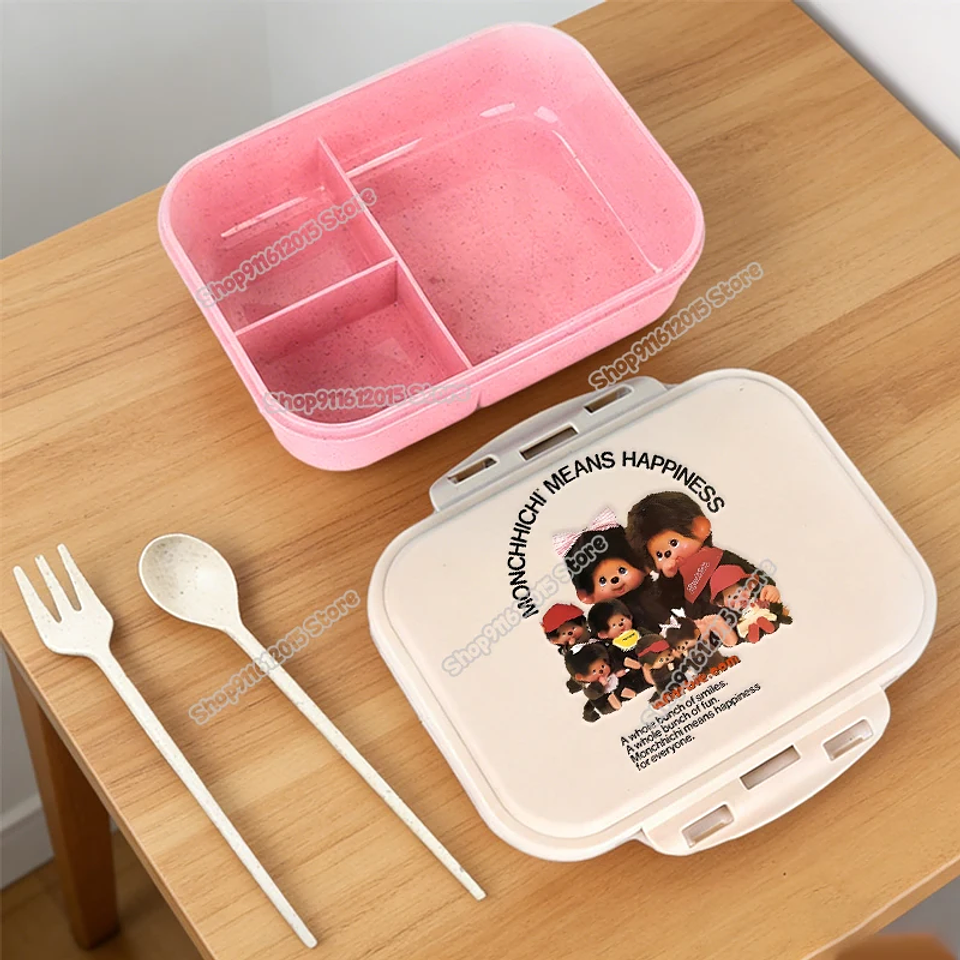 Lonchera Escolar Monchhichi con Diseño de Mono de Dibujos Animados, Lonchera Bento para Niños, Contenedor Portátil para Alimentos y Frutas con Compartimentos Separados 9