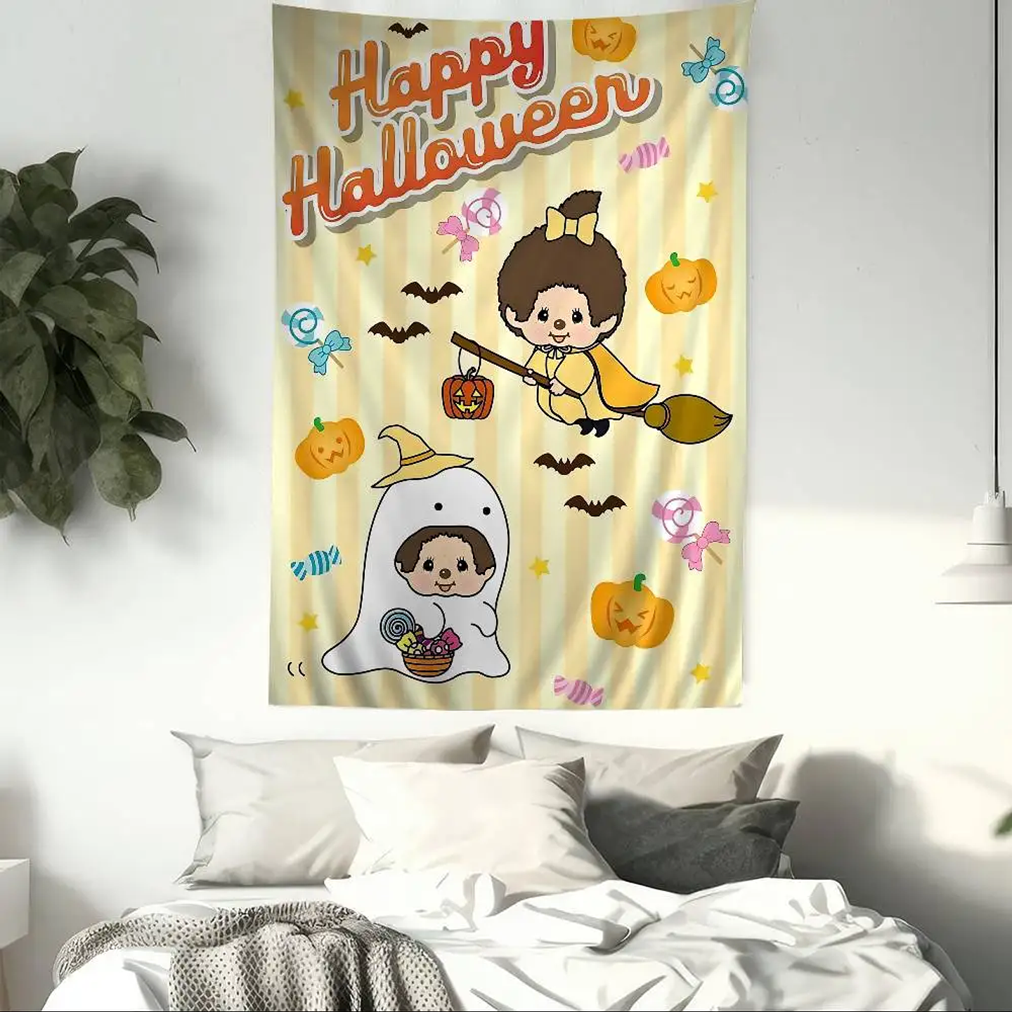 Lindo m-monchhichis-s tapiz colorido colgante de pared Tarot Hippie alfombras de pared dormitorio decoración del hogar 6