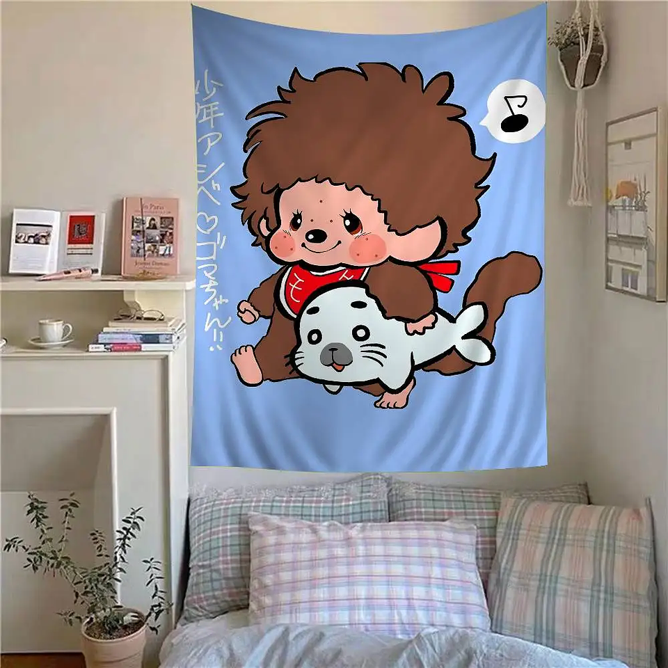 Lindo m-monchhichis-s tapiz colorido colgante de pared Tarot Hippie alfombras de pared dormitorio decoración del hogar 7