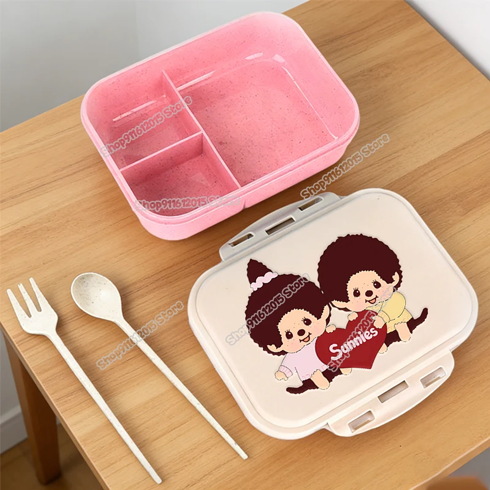 Lonchera Escolar Monchhichi con Diseño de Mono de Dibujos Animados, Lonchera Bento para Niños, Contenedor Portátil para Alimentos y Frutas con Compartimentos Separados 10