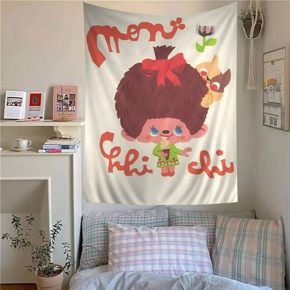 Lindo m-monchhichis-s tapiz colorido colgante de pared Tarot Hippie alfombras de pared dormitorio decoración del hogar 8