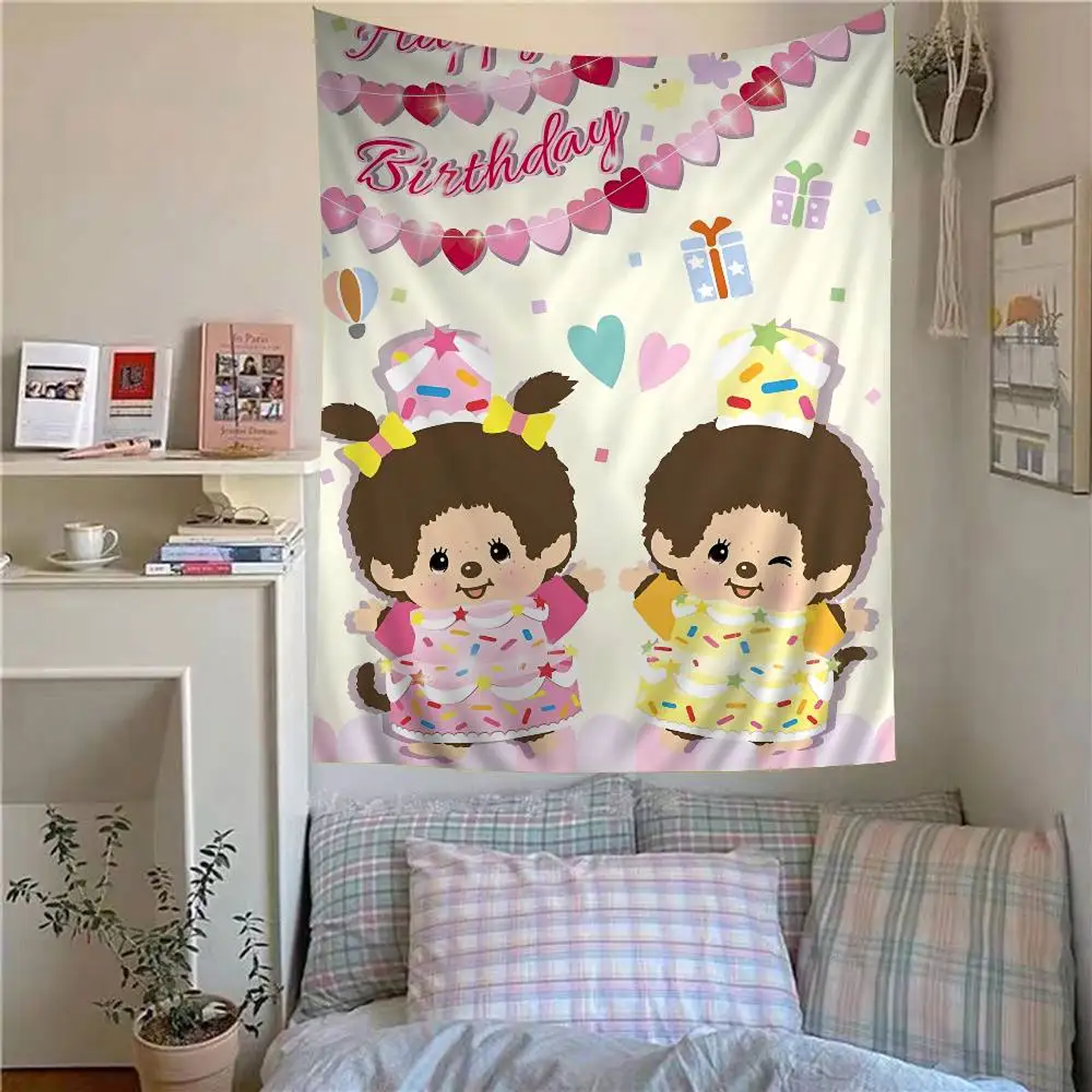 Lindo m-monchhichis-s tapiz colorido colgante de pared Tarot Hippie alfombras de pared dormitorio decoración del hogar 10