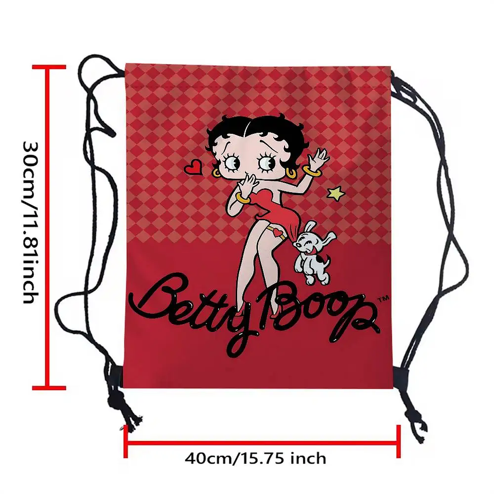 Popular bonito dibujo animado b-betty b-boop bolsas con cordón mochila deportiva mochila de gimnasio bolsa de cuerda resistente al agua para ciclismo 16