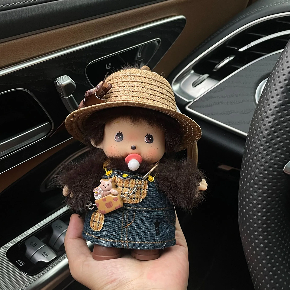 Meng Qiqi-mochila de muñeco de peluche con cara de vinilo, accesorios de widget, adornos para coche, juguete suave Kawaii, decoración, regalo sorpresa, 15cm 12