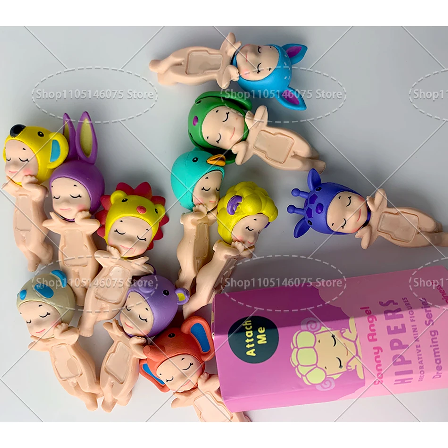 Sonny Angle Dreaming Series, muñeca de Ángel encantadora, adorno de escritorio, 12 piezas, muñeco de Ángel pequeño, adorno de paisaje, sombrero de Animal, diseño de sujeción 19