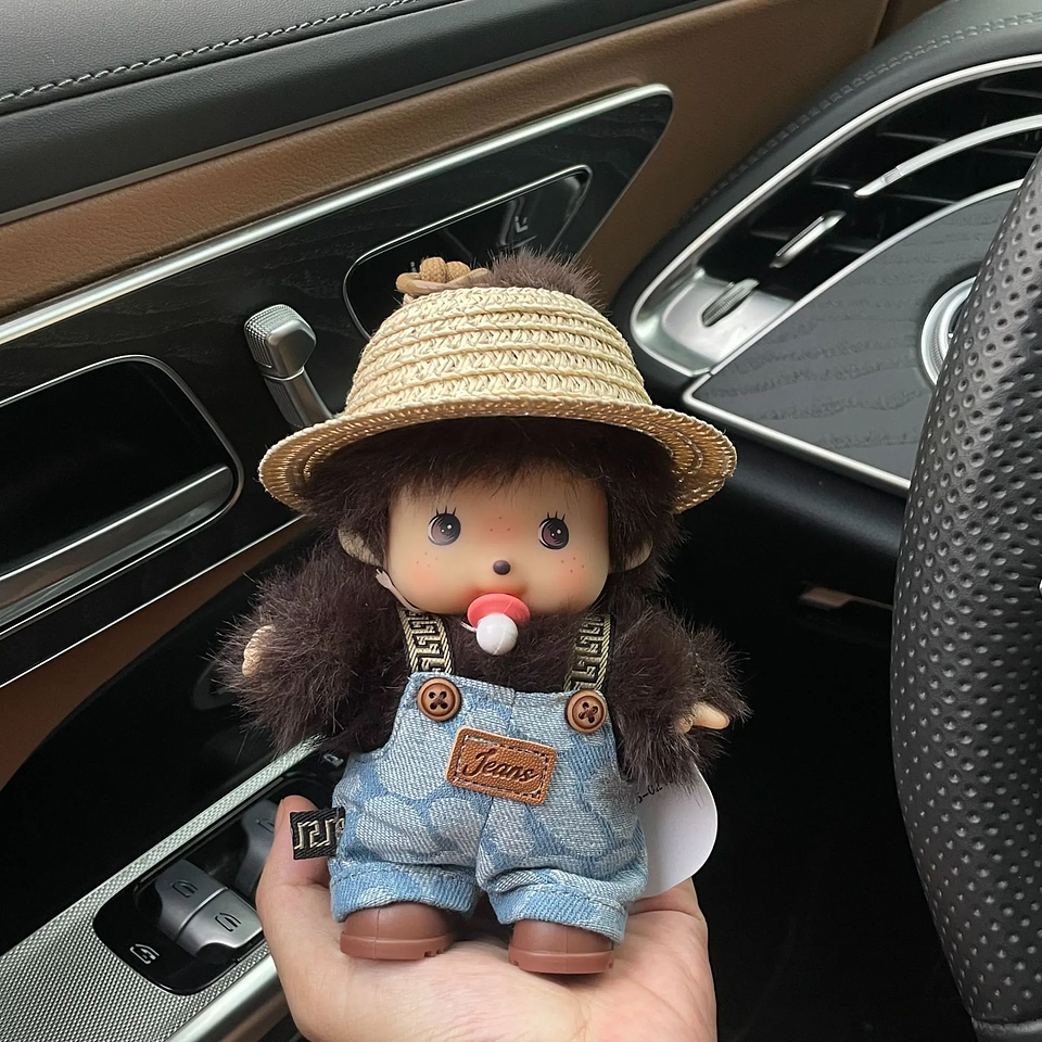 Meng Qiqi-mochila de muñeco de peluche con cara de vinilo, accesorios de widget, adornos para coche, juguete suave Kawaii, decoración, regalo sorpresa, 15cm 14