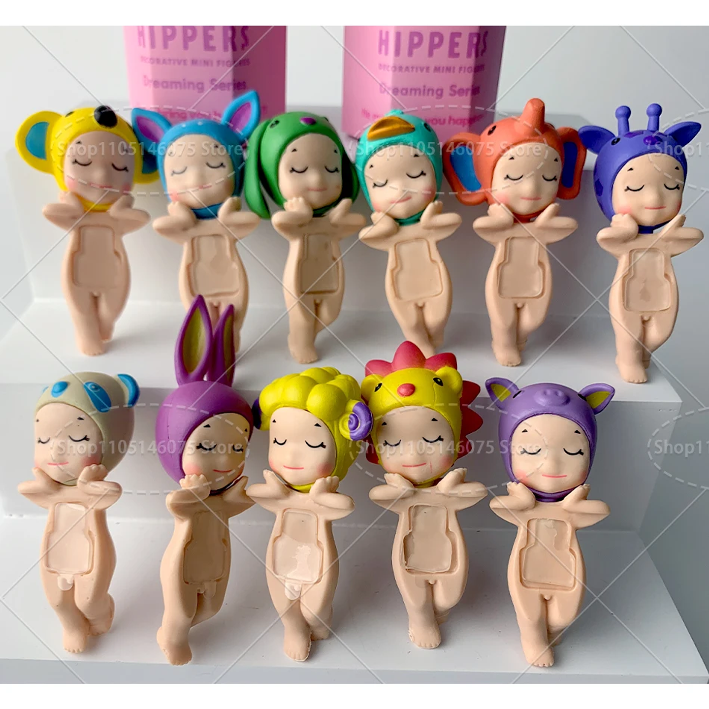 Sonny Angle Dreaming Series, muñeca de Ángel encantadora, adorno de escritorio, 12 piezas, muñeco de Ángel pequeño, adorno de paisaje, sombrero de Animal, diseño de sujeción 20