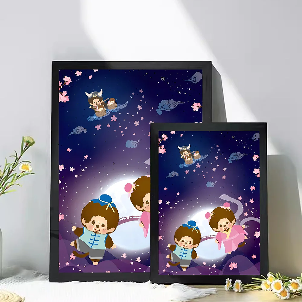 Póster adhesivo de dibujos animados m-monchhichis DIY, de lujo para pared pegatina de sala de estar, decoración de Bar, decoración de pared 12