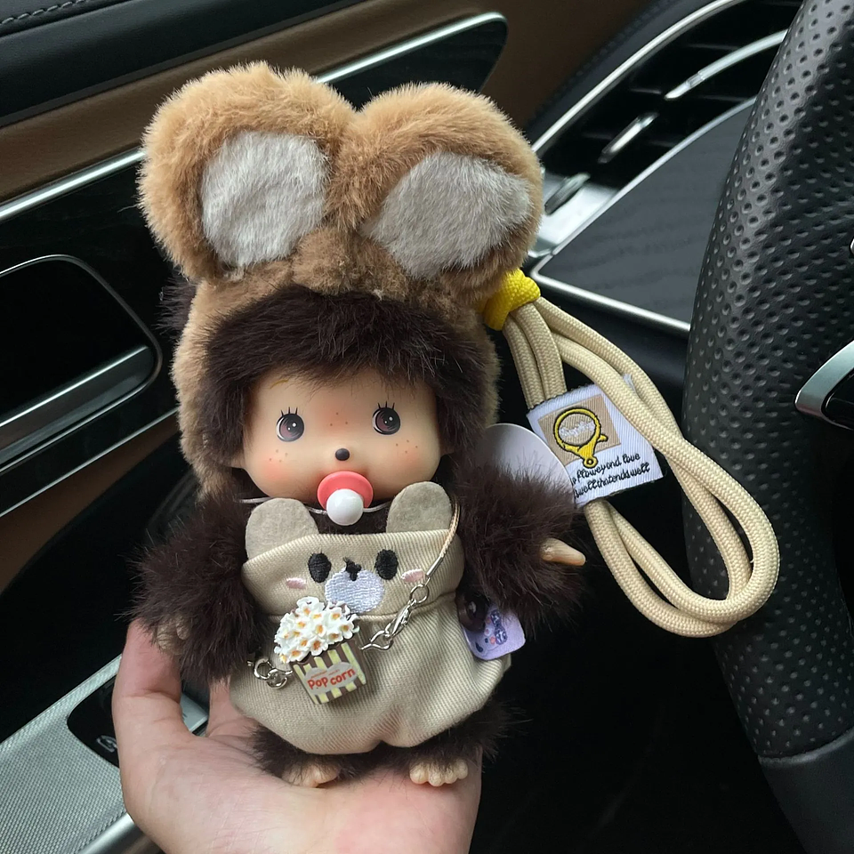 Meng Qiqi-mochila de muñeco de peluche con cara de vinilo, accesorios de widget, adornos para coche, juguete suave Kawaii, decoración, regalo sorpresa, 15cm 13