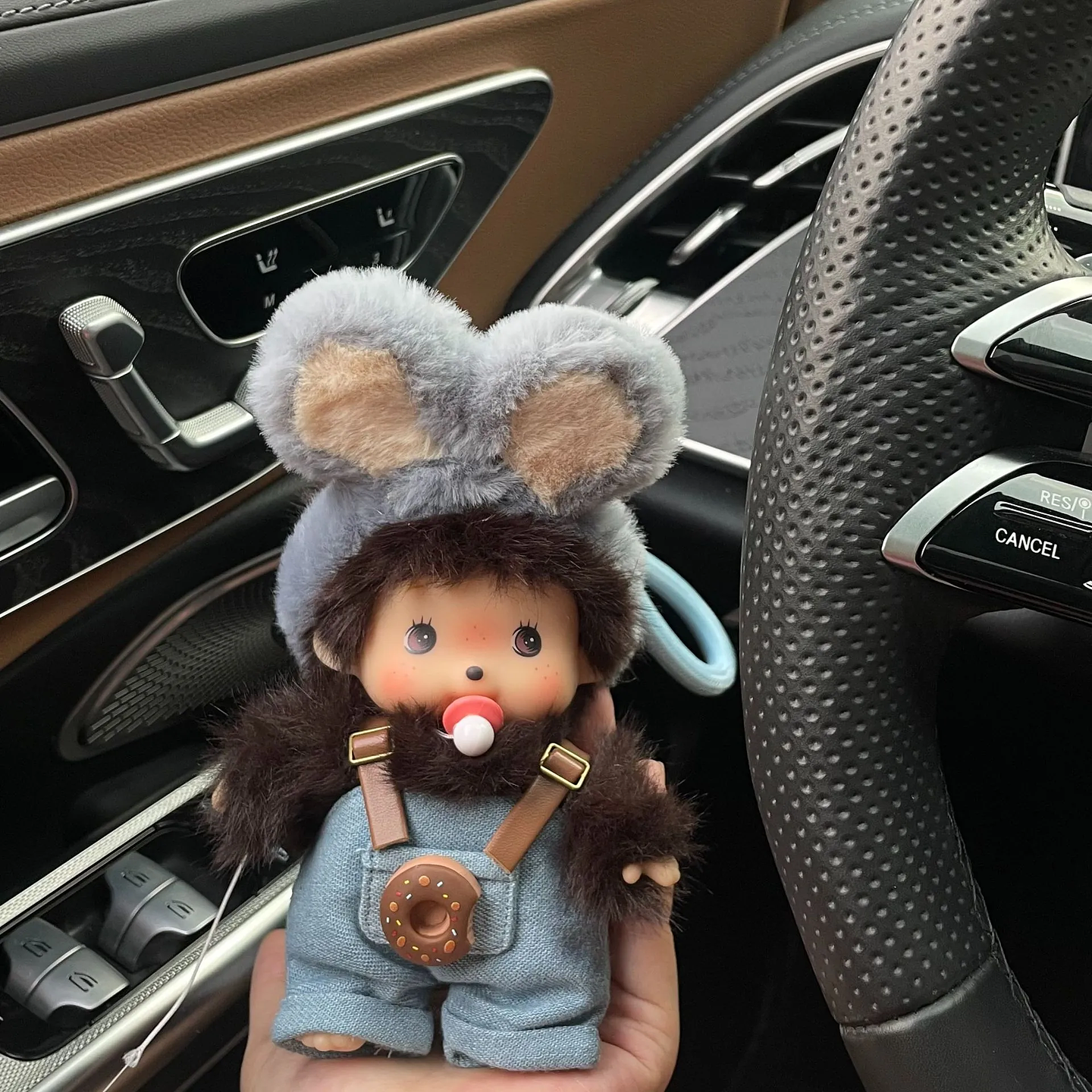 Meng Qiqi-mochila de muñeco de peluche con cara de vinilo, accesorios de widget, adornos para coche, juguete suave Kawaii, decoración, regalo sorpresa, 15cm 15