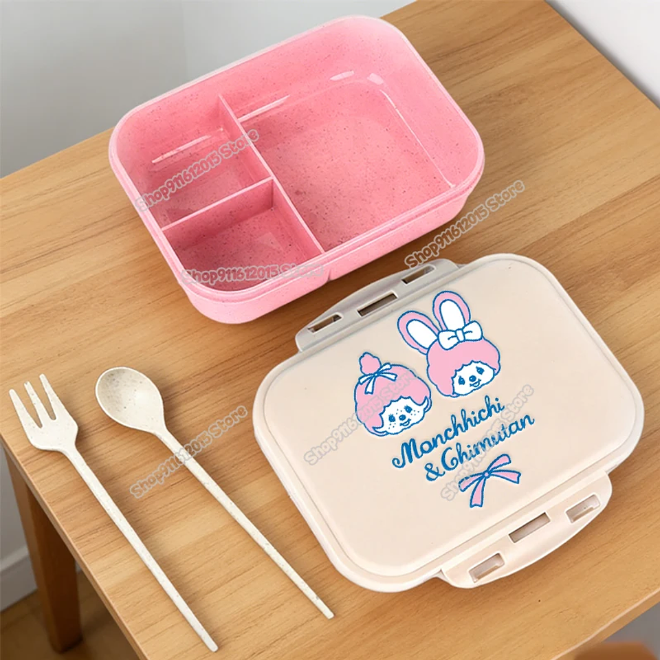 Lonchera Escolar Monchhichi con Diseño de Mono de Dibujos Animados, Lonchera Bento para Niños, Contenedor Portátil para Alimentos y Frutas con Compartimentos Separados 23