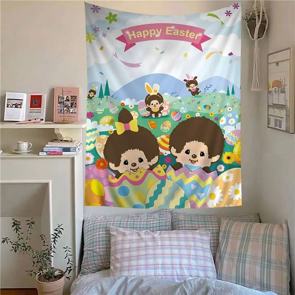 Lindo m-monchhichis-s tapiz colorido colgante de pared Tarot Hippie alfombras de pared dormitorio decoración del hogar 11