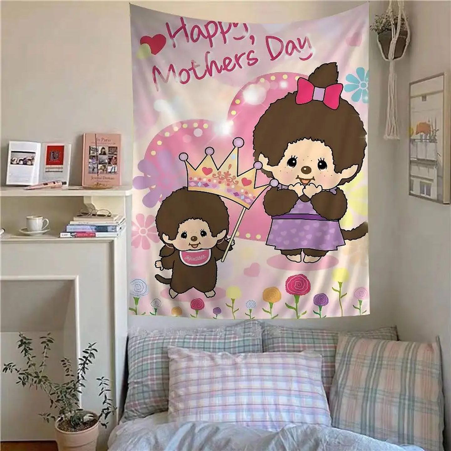 Lindo m-monchhichis-s tapiz colorido colgante de pared Tarot Hippie alfombras de pared dormitorio decoración del hogar 15