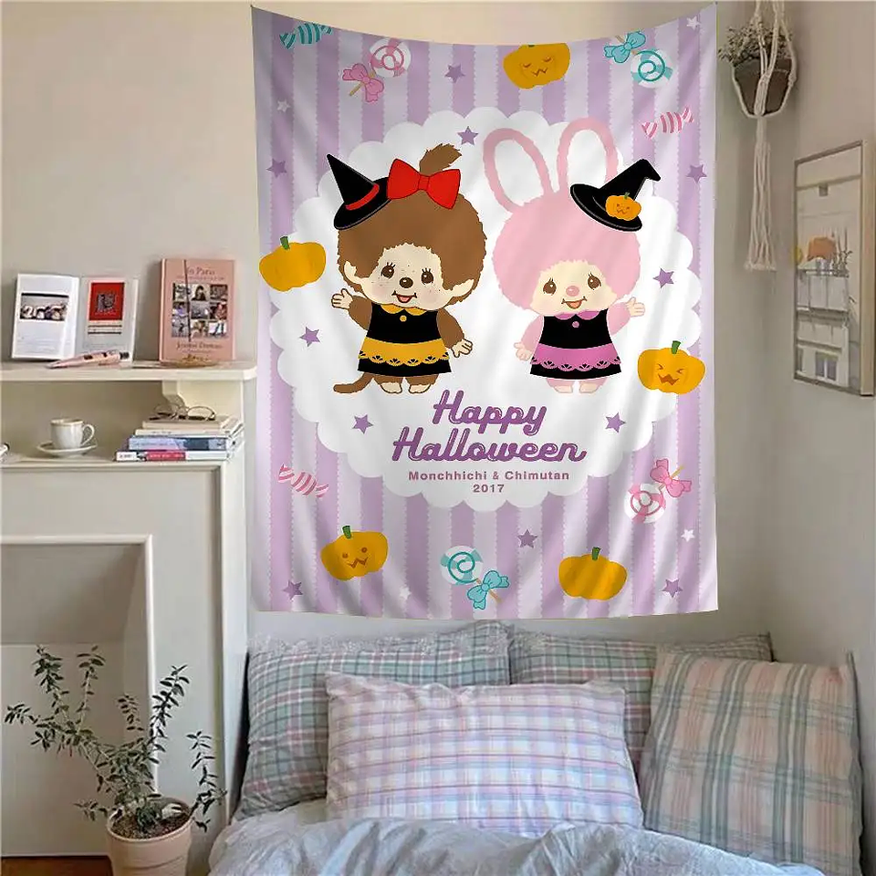 Lindo m-monchhichis-s tapiz colorido colgante de pared Tarot Hippie alfombras de pared dormitorio decoración del hogar 16