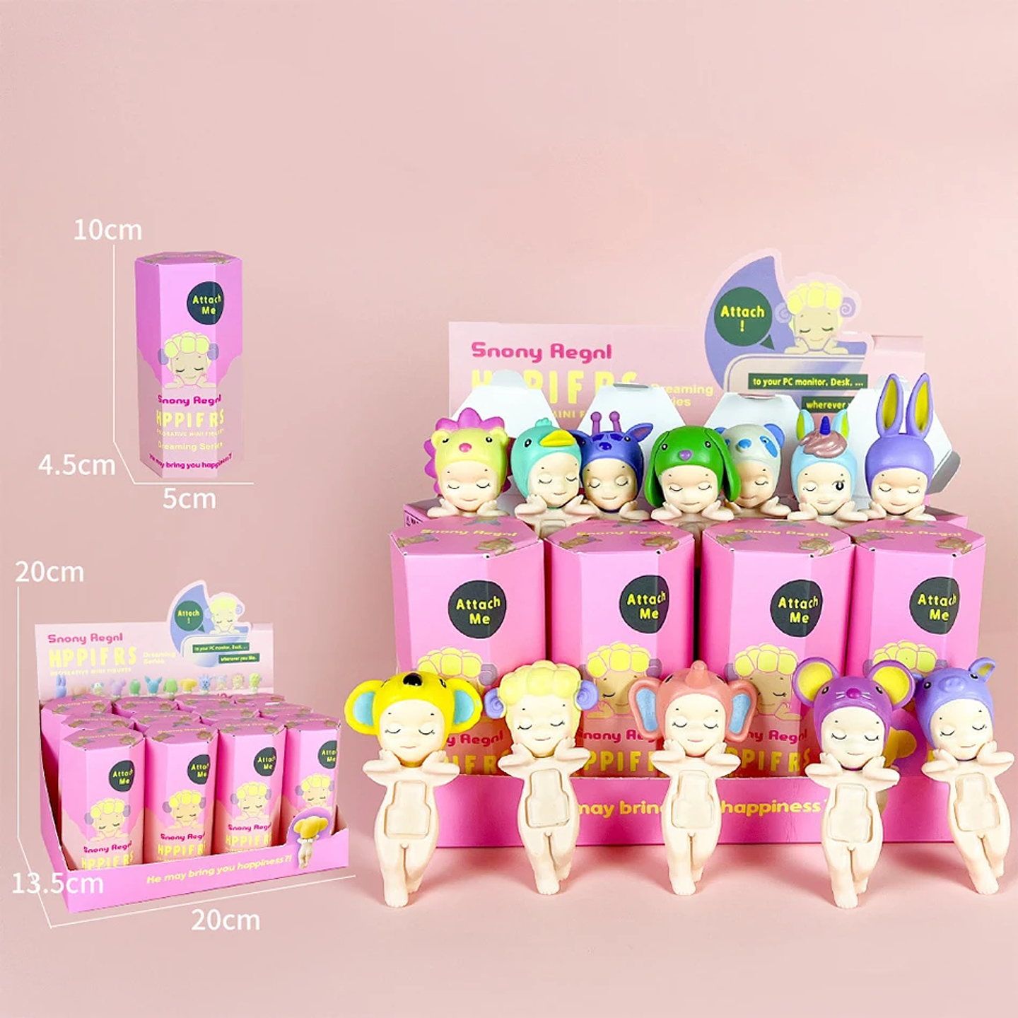 Sonny Angle Dreaming Series, muñeca de Ángel encantadora, adorno de escritorio, 12 piezas, muñeco de Ángel pequeño, adorno de paisaje, sombrero de Animal, diseño de sujeción 43