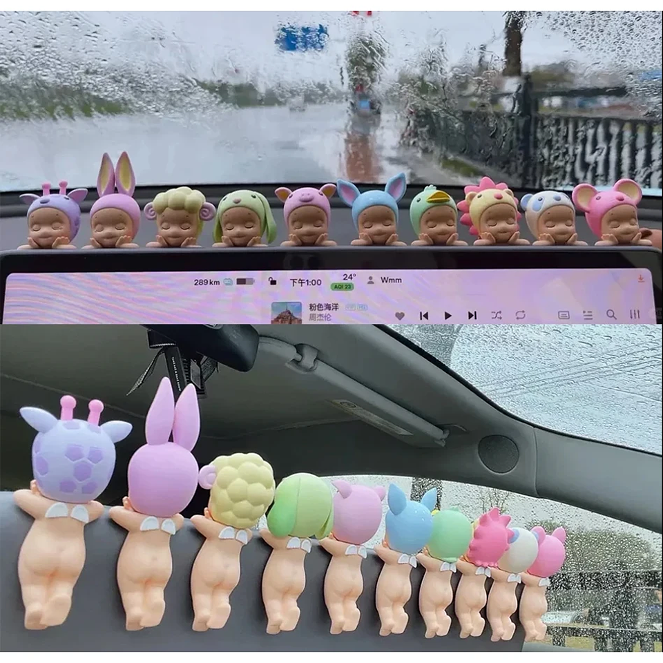 Sonny Angle Dreaming Series, muñeca de Ángel encantadora, adorno de escritorio, 12 piezas, muñeco de Ángel pequeño, adorno de paisaje, sombrero de Animal, diseño de sujeción 44