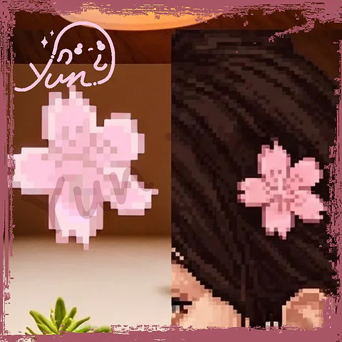 Horquilla bonita de flor de cerezo pixelada rosa para primavera, horquilla femenina de flor dulce para flequillo o adorno lateral para el cabello