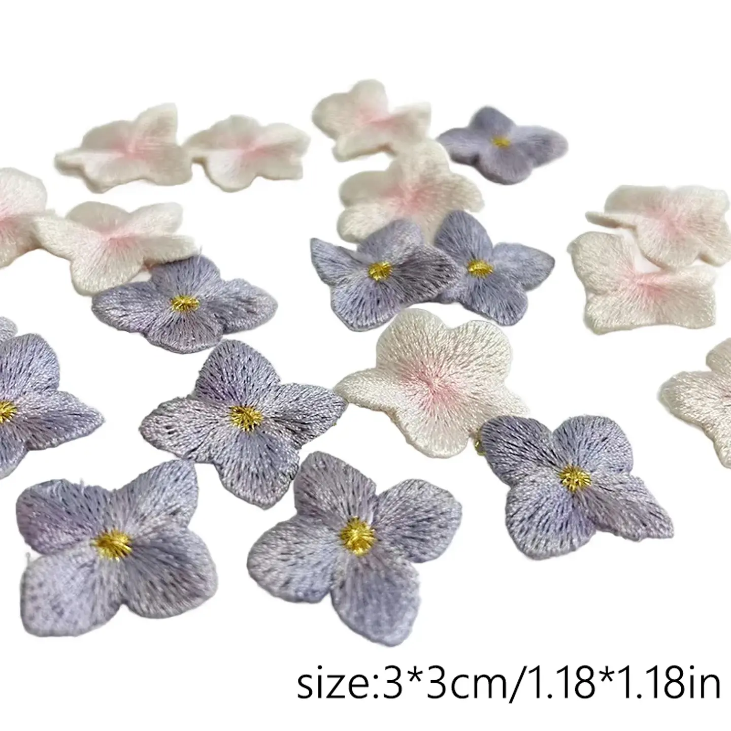 10 unids/lote de parches bordados de flor de cerezo 3D, apliques cosidos a mano DIY de color morado y rosa para ropa de moda, sombreros, bolsos, decoración 5