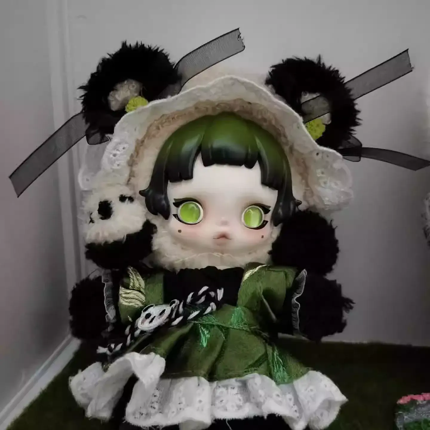 Skullpanda-Muñeco de oso Panda de estilo chino, ropa reutilizable, pieles, diseño artístico tradicional, juguetes de peluche coleccionables, pasatiempos 8