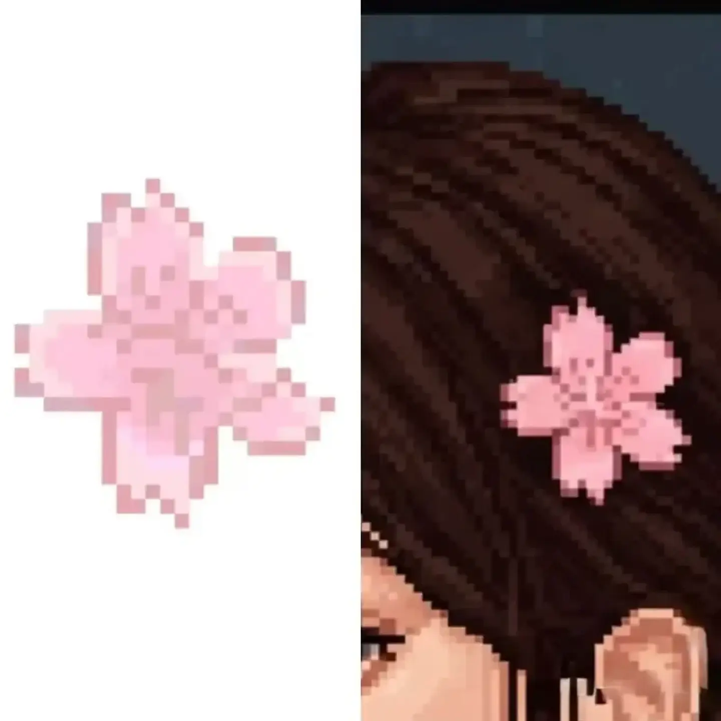 Horquilla bonita de flor de cerezo pixelada rosa para primavera, horquilla femenina de flor dulce para flequillo o adorno lateral para el cabello 6