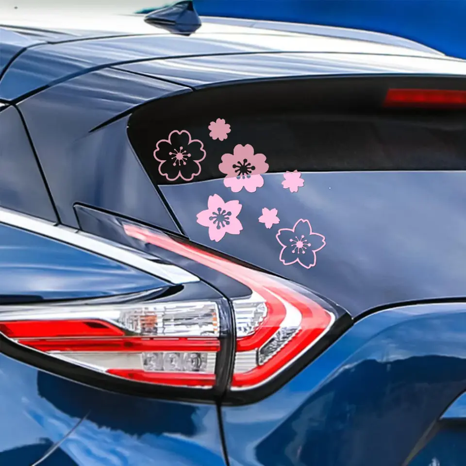 Sakura flor de cerezo flores para coche pegatina decorativa cuaderno pegatina parabrisas ventana accesorios externos calcomanías de vinilo 7