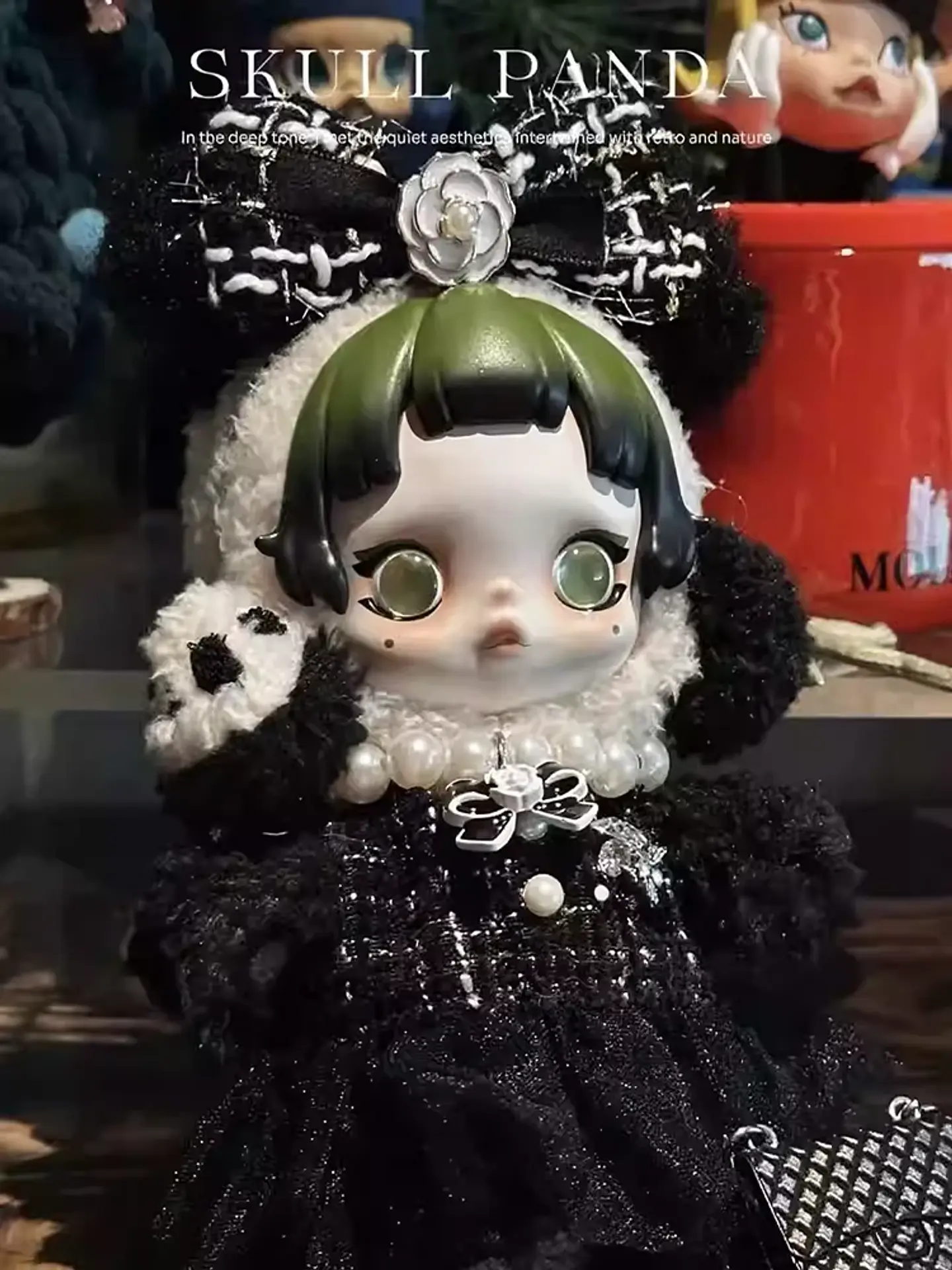 Skullpanda-Muñeco de oso Panda de estilo chino, ropa reutilizable, pieles, diseño artístico tradicional, juguetes de peluche coleccionables, pasatiempos 10