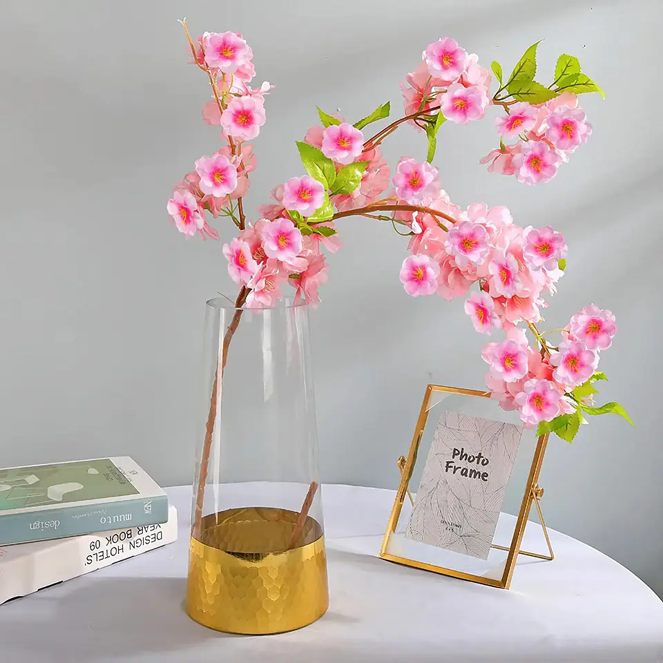 200 Uds. Cabezas de flores de cerezo artificiales flores de melocotón de seda cabezas de flores de imitación para decoración DIY de fiesta centros de mesa de boda para el hogar 6