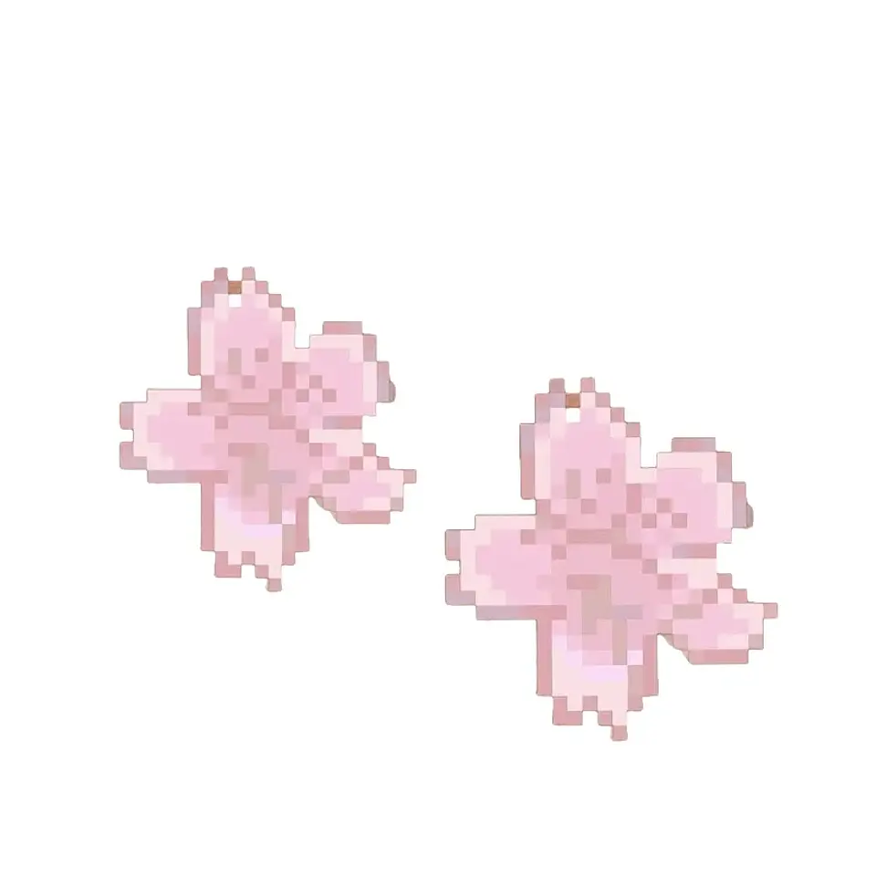 Horquilla bonita de flor de cerezo pixelada rosa para primavera, horquilla femenina de flor dulce para flequillo o adorno lateral para el cabello 8
